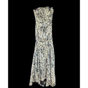 Badgley Mischka Strapless Ruched Cocktail Gown Long Dress 6